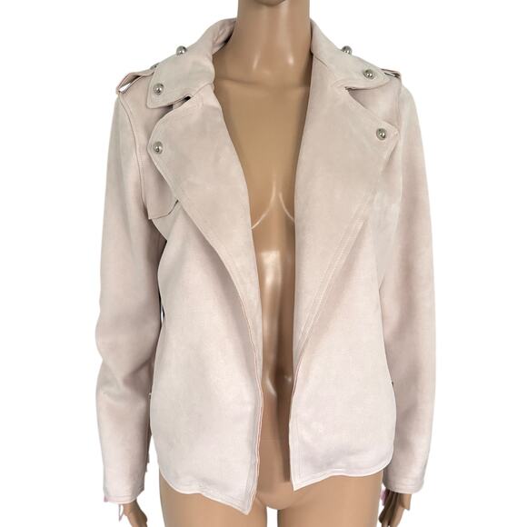 Upcycled by Me Blush Faux Leather Fringe Jacket Horse Graphic Western Coquette - Picture 3 of 10